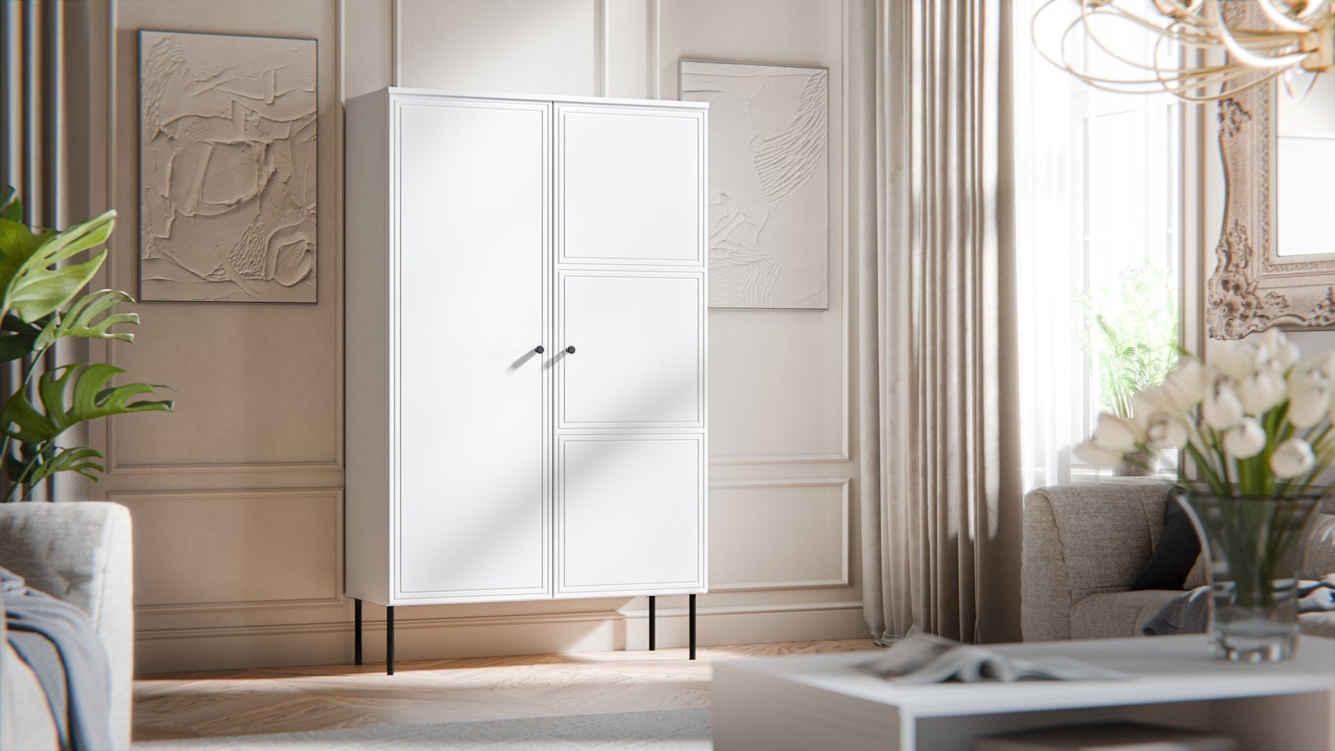 PALAZZO BIS display cabinet 100x39x166 white matt afbeelding 3