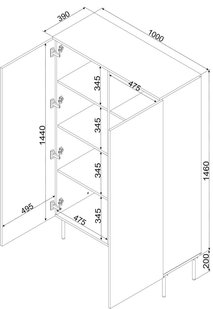 PALAZZO BIS display cabinet 100x39x166 white matt afbeelding 4