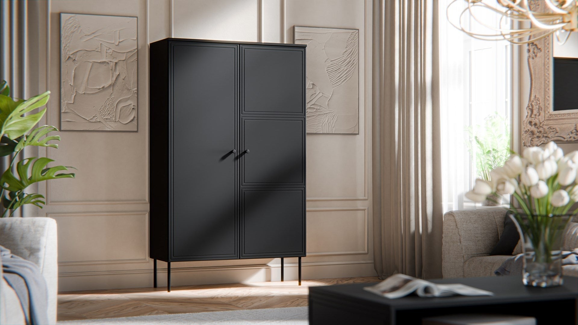 Cama Display case PALAZZO BIS 100x39x166 matte black afbeelding 3