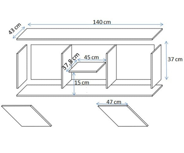 Cama SOHO TV cabinet 140x43x37 cashmere + black afbeelding 4