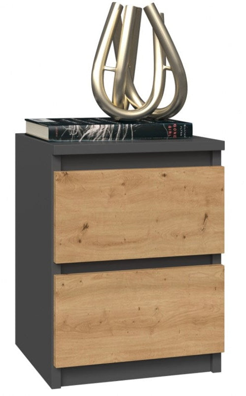 Topeshop M2 ANTRACYT/ARTISAN nightstand/bedside table 2 drawer(s) Anthracite  Oak  Wood afbeelding 5