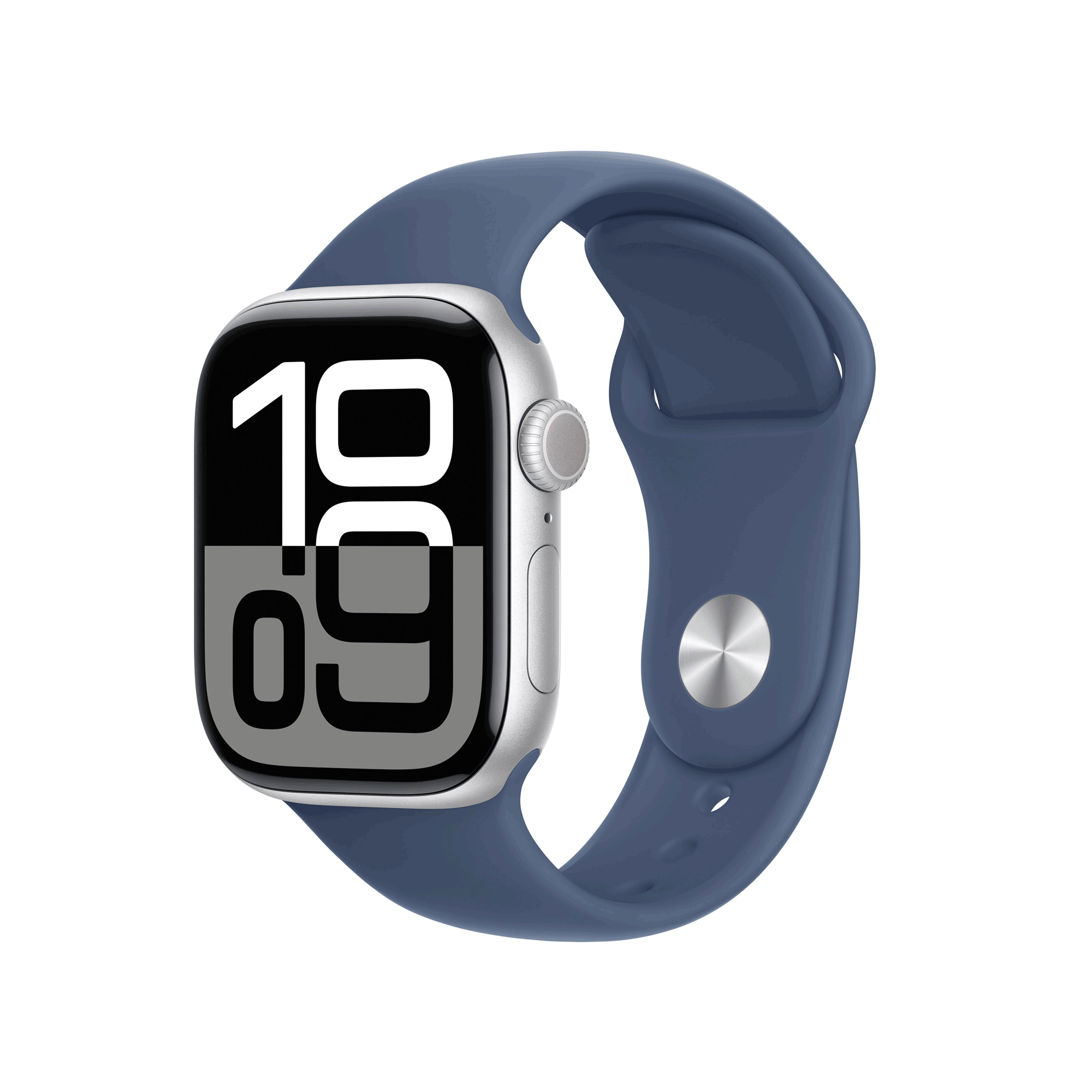 Apple Watch Series 10 GPS + Cellular 42 mm Silver Aluminium Case Denim Sport Band - M/L (MWX43QF/A)