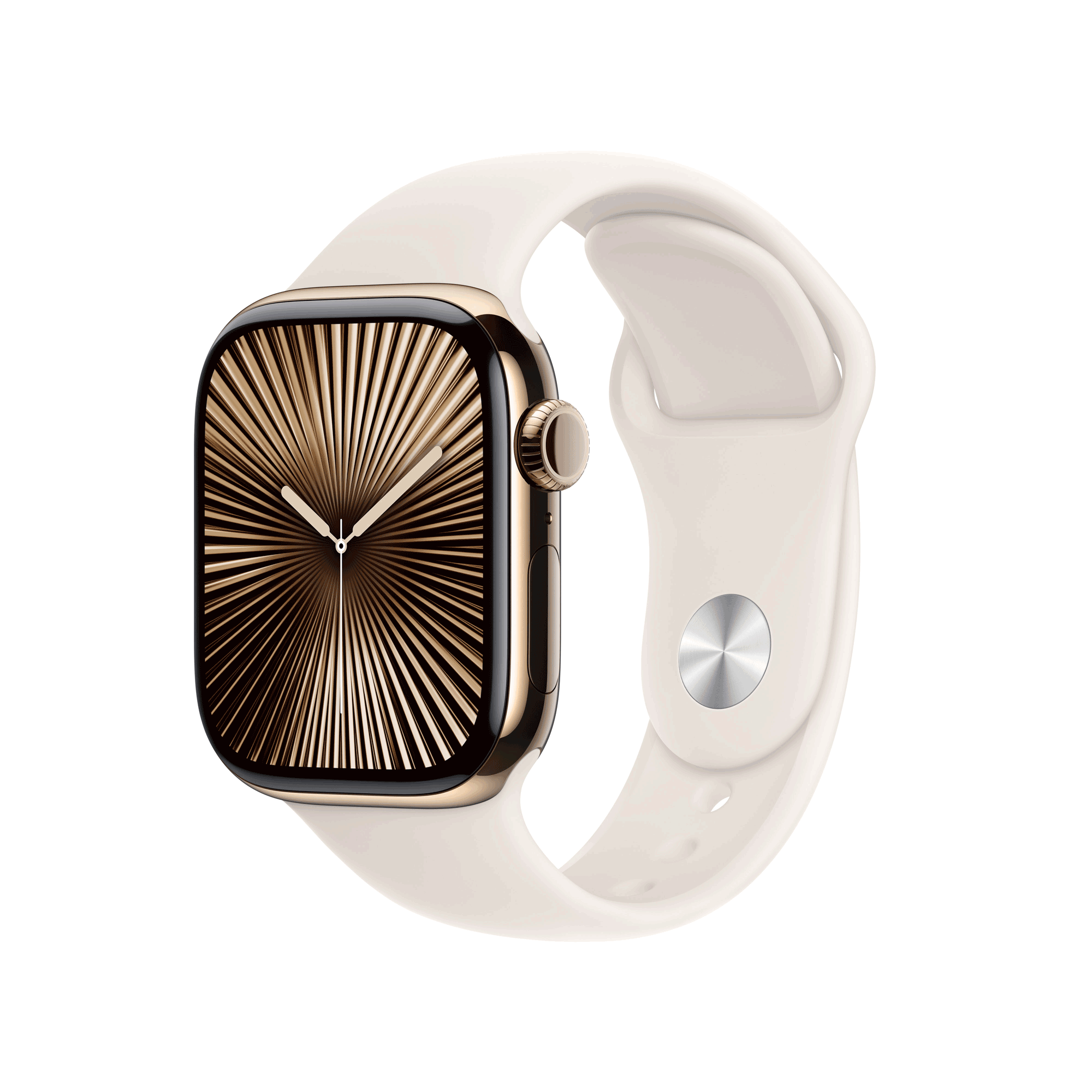 Apple Watch Series 10 GPS + Cellular 42 mm Gold Titanium Case with Starlight Sport Band - S/M (MX063QF/A)