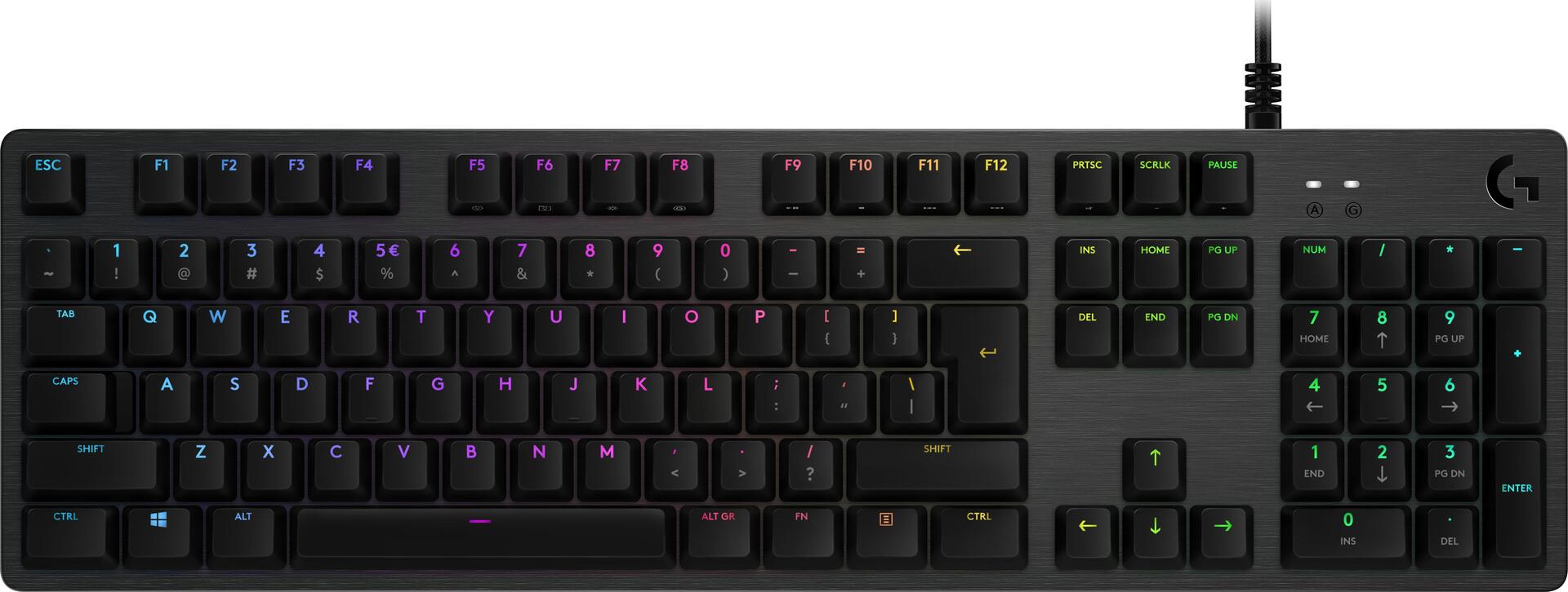 Logitech G512 Mechanical Gaming Keyboard - Backlit - USB - Carbon - GX Brown Tactile