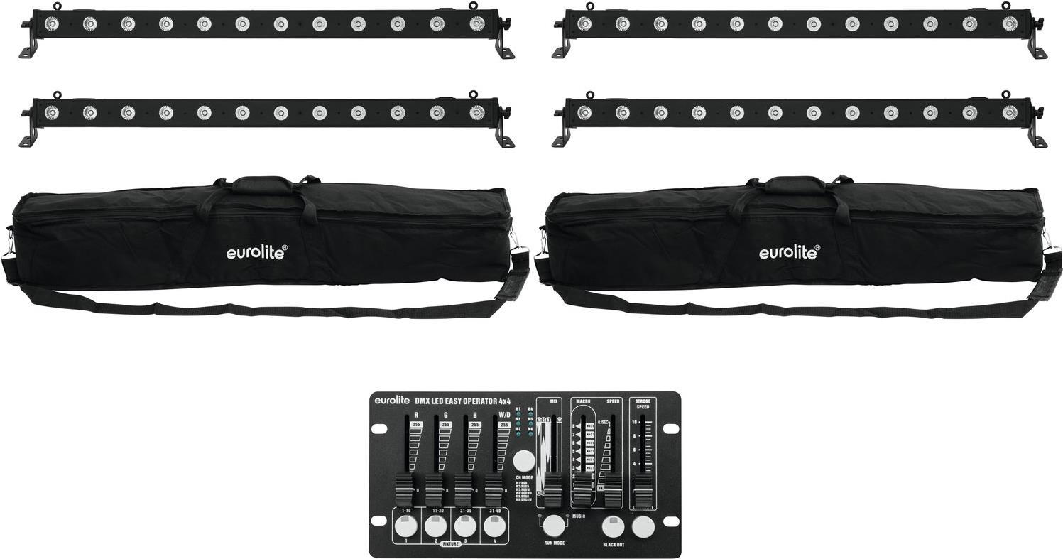 EUROLITE Set 4x LED BAR-12 QCL RGBW + 2x Soft-Bags + Controller (20000407)