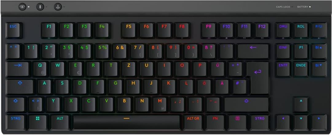 Logitech G G515 - Tastatur - LIGHTSPEED - TKL - Hintergrundbeleuchtung - kabellos - 2,4 GHz, Bluetooth, USB - QWERTZ - Deutsch - Tastenschalter: GL Linear - Schwarz (920-012544)