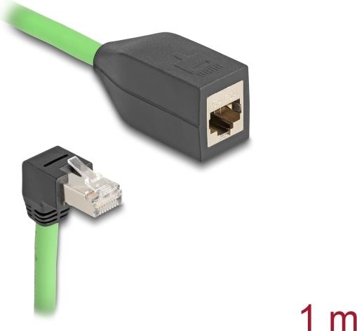 Delock RJ45 Network Extension Cable Cat.6A Bottom Angled Plug to SF/UTP Socket 1 m