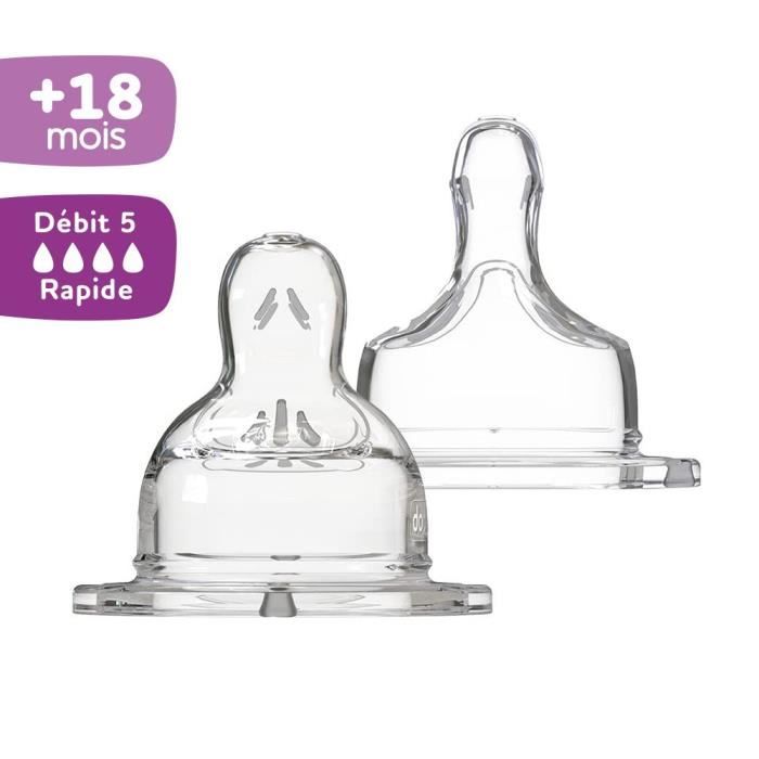 Dodie Sensation+ Anti-Colic Baby Bottle, Flat Teat, Wide Neck, Special Flow, 18 Months - Pack of 2 Teats