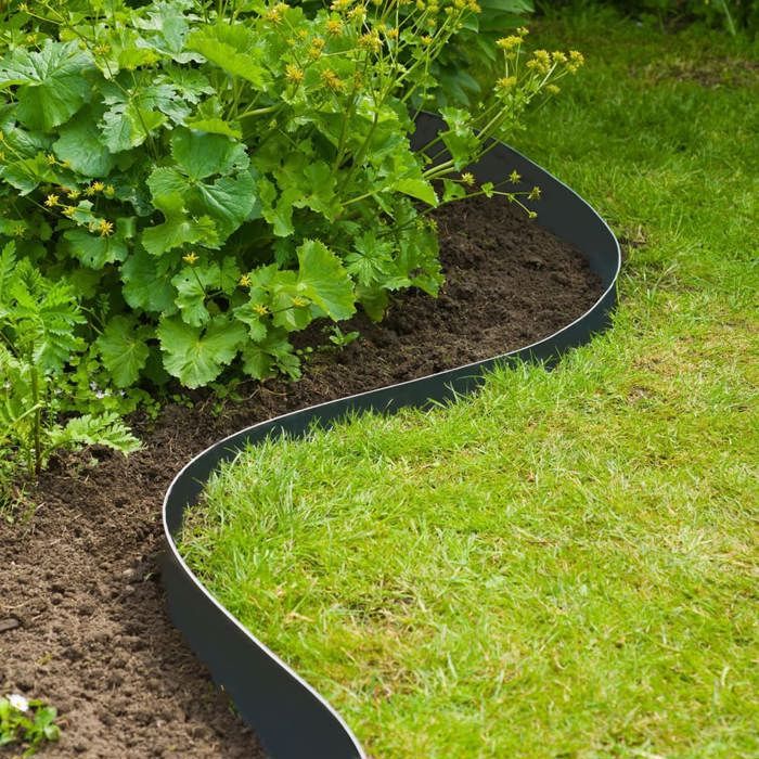NATURE Black PE Garden Edging - 7.5 cm x 10 m - 3 mm Thick