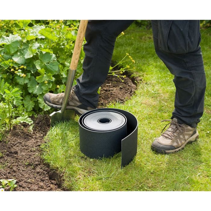 NATURE Black PE Garden Edging - 7.5 cm x 10 m - 3 mm Thick
