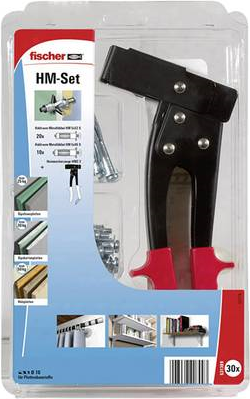 Fischer Mounting Set, Cavity Fixing, Screw Hooks & Anchor Set, Concrete, Black, Red, Silver, 20 Pieces, Polybag (531389)