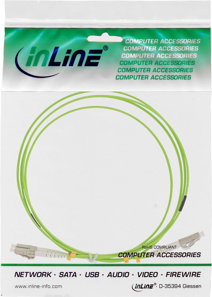 InLine - Patch-Kabel - SC multi-mode (M) bis SC multi-mode (M) - 20,0m - Glasfaser - 50/125 Mikrometer - OM5 - halogenfrei - grün (88523Q)