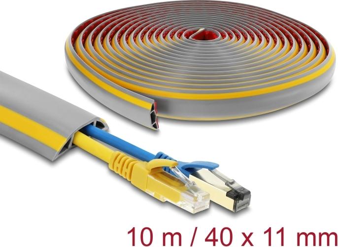 Delock Kabelkanal PVC flexibel 40 x 11 mm - Länge 10 m grau / gelb (22153)