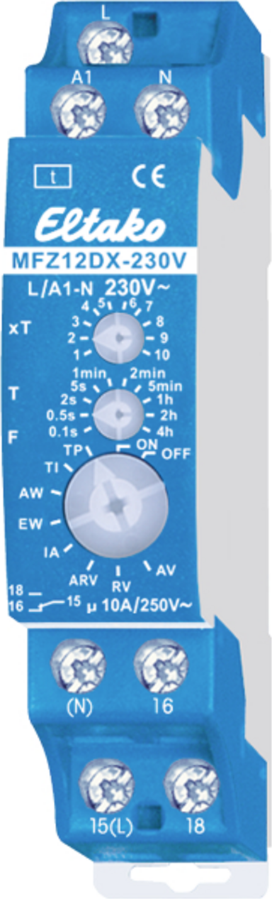 Eltako 23001007 MFZ12DX-230V Time Relay 230 V/AC 1 Piece Time Range 0.1 - 14400 s (23001007)