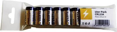 Varta CR-123A Lithium Photo Battery 1480 mAh 3V 10 Pack 6205301401