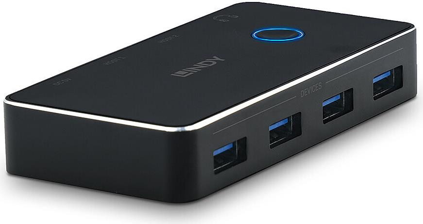 Lindy USB Type-C Switch 5 Gbit/s - Black - ABS/Aluminum - Model 43387