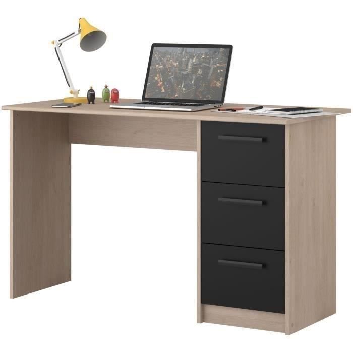 PARISOT ESSENTIAL Straight Desk - Oak/Black Finish - W 121.4 x D 55 x H 74.5 cm