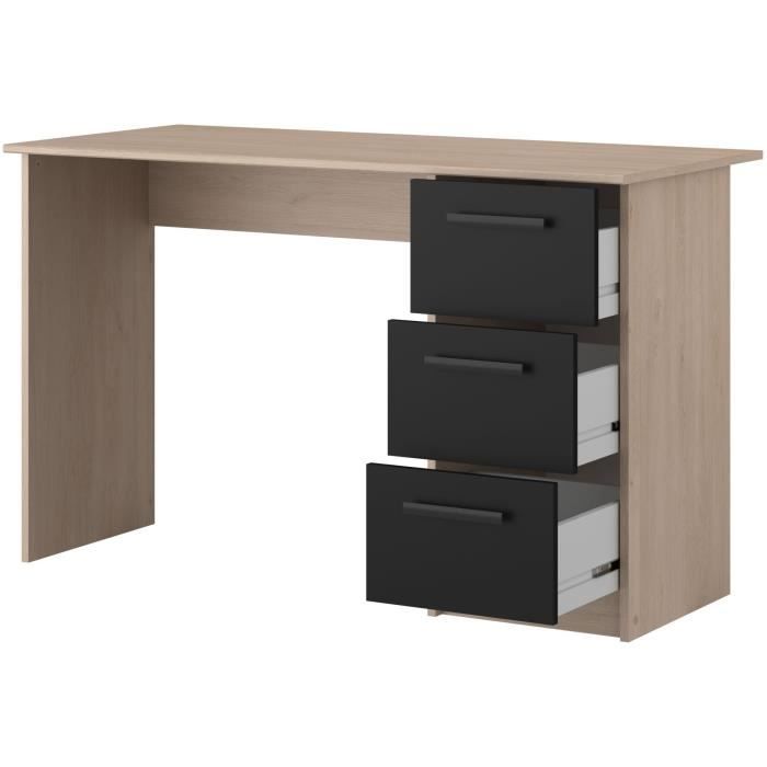 PARISOT ESSENTIAL Straight Desk - Oak/Black Finish - W 121.4 x D 55 x H 74.5 cm