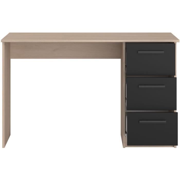 PARISOT ESSENTIAL Straight Desk - Oak/Black Finish - W 121.4 x D 55 x H 74.5 cm