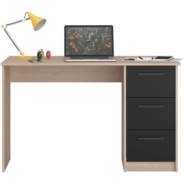 PARISOT ESSENTIAL Straight Desk - Oak/Black Finish - W 121.4 x D 55 x H 74.5 cm