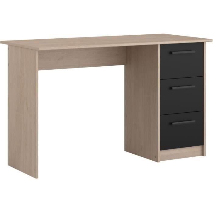PARISOT ESSENTIAL Straight Desk - Oak/Black Finish - W 121.4 x D 55 x H 74.5 cm