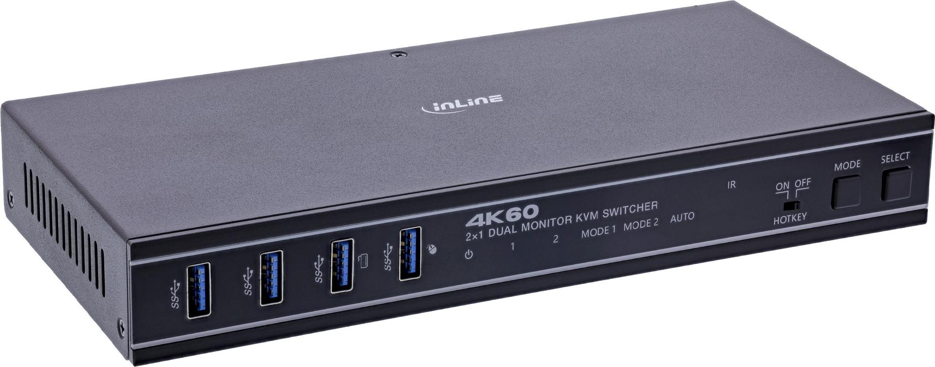 InLine KVM Switch - 2 Port - HDMI - 4K 60Hz - Dual Monitor (57885F) 2-fach 4K60Hz