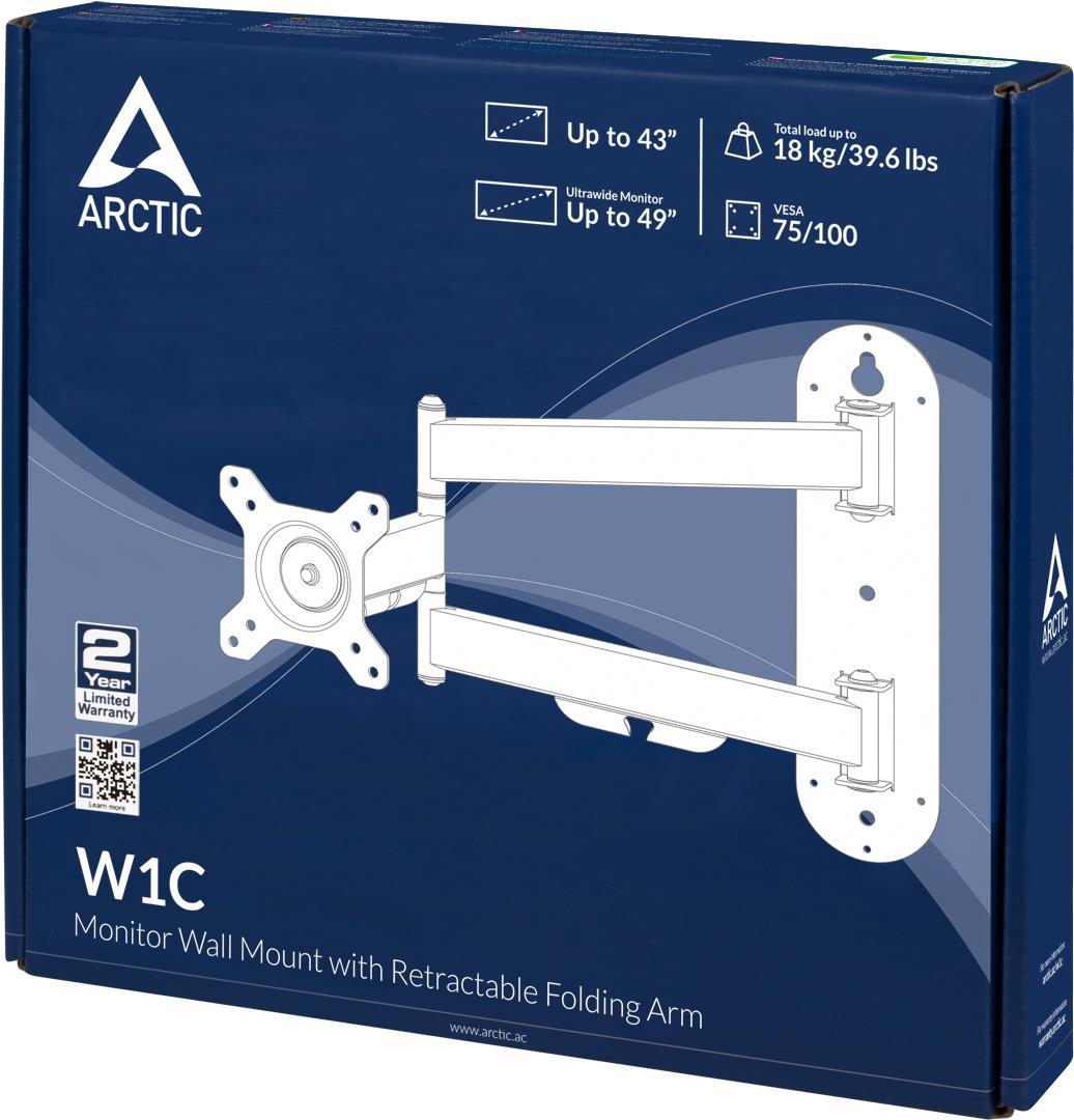 ARCTIC W1C Monitor Wall Mount with Movable Arm, 18 kg, 124.5 cm (49") (AEMNT00058A)