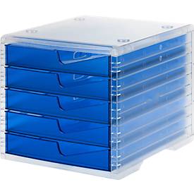 Styro Drawer Box Styroswingbox Light Blue DIN C4 with 5 Drawers - 275-8430.324