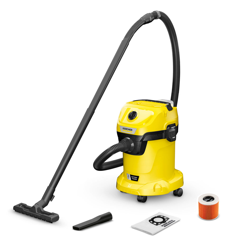 KARCHER WD 3-18 V-17/20 Cordless Wet and Dry Vacuum Cleaner - Yellow and Black - 17 L Tank WD3-18
