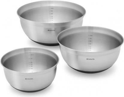 Brabantia Mixing Bowl Set Steel Matte Black 3-Piece 1 L + 1.6 L + 3 L (363900)