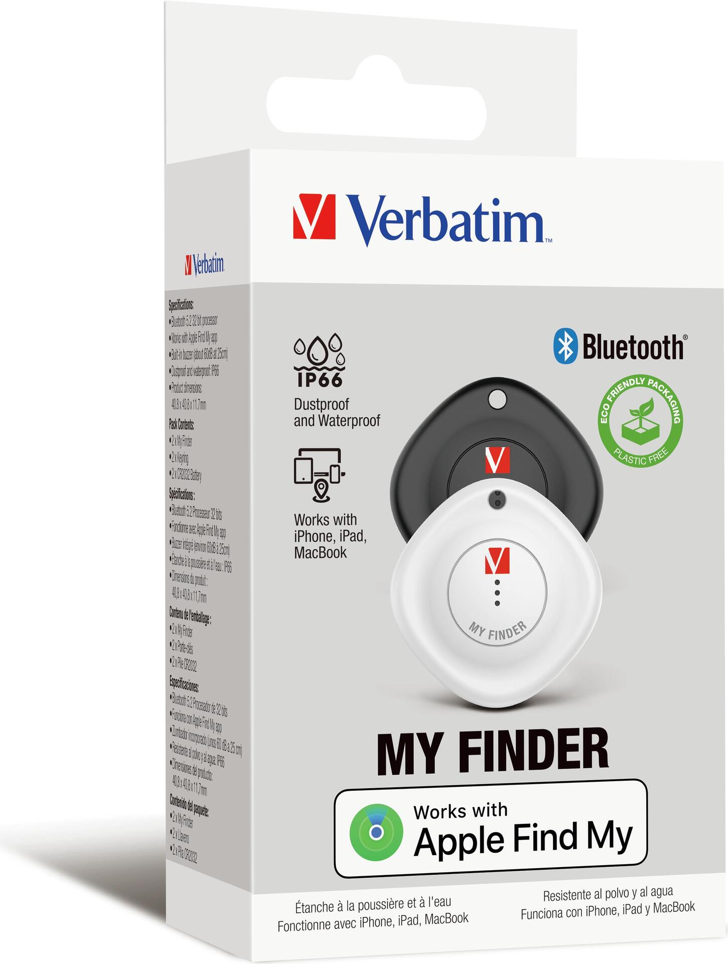 Verbatim My Finder Personal Tracker - Black/White - USB 3.2 Gen 1 CR2032