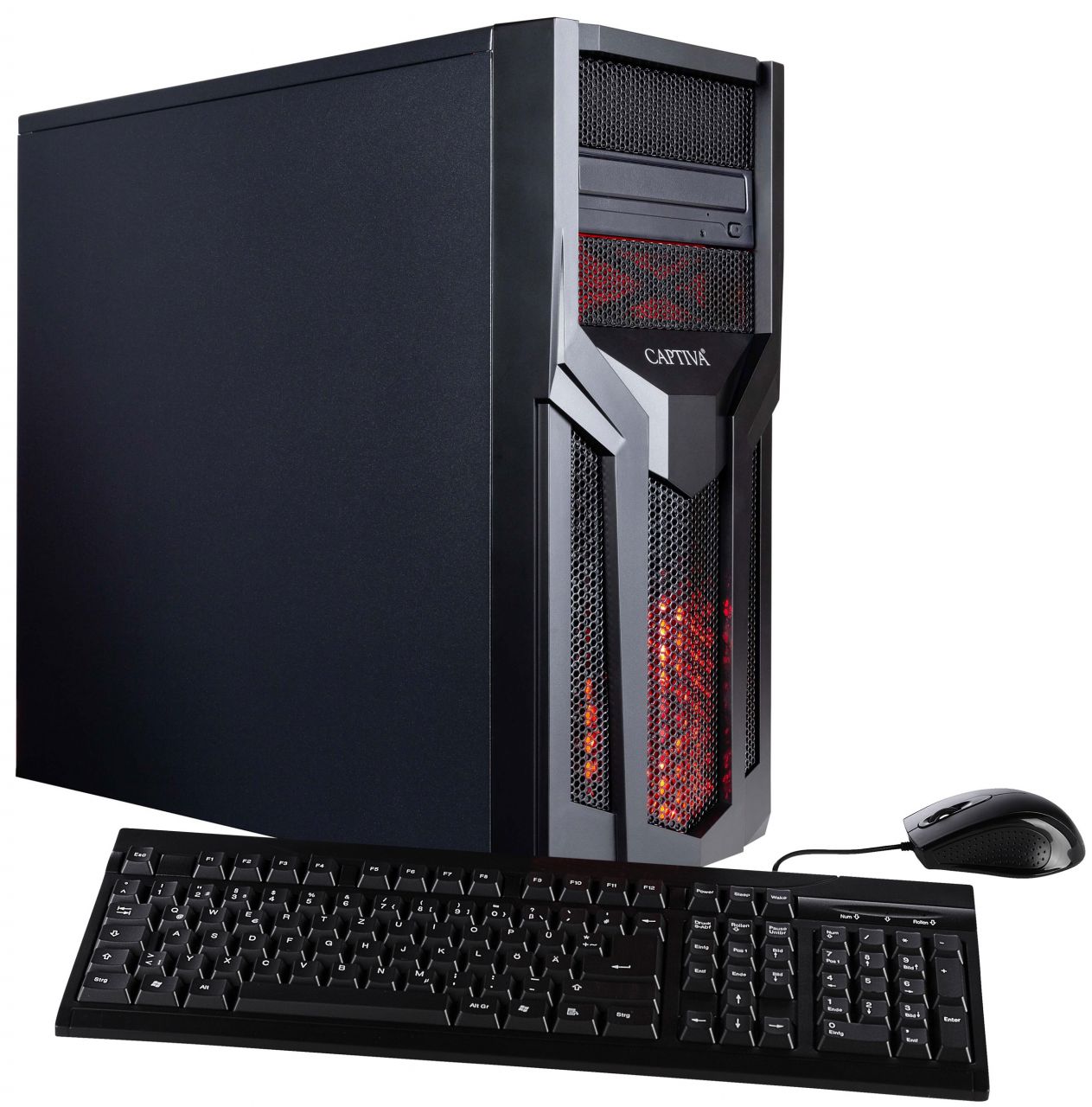 Captiva 8860 Red PC Case without Window - FSP 350W Power Supply - AMD Ryzen 5 5600 G 350-51ACC 350-W-Netzteil LC-CC-120 A520M-A DDR4