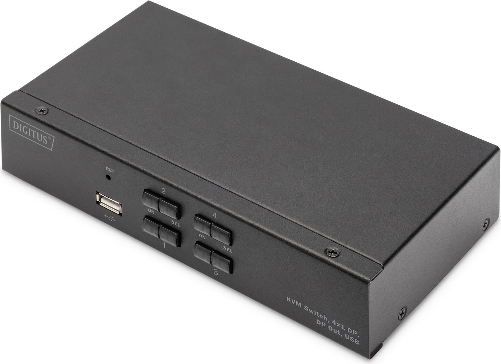 Digitus KVM Switch - 4x1 DP - 4K 60Hz, USB, Audio - DS-12891