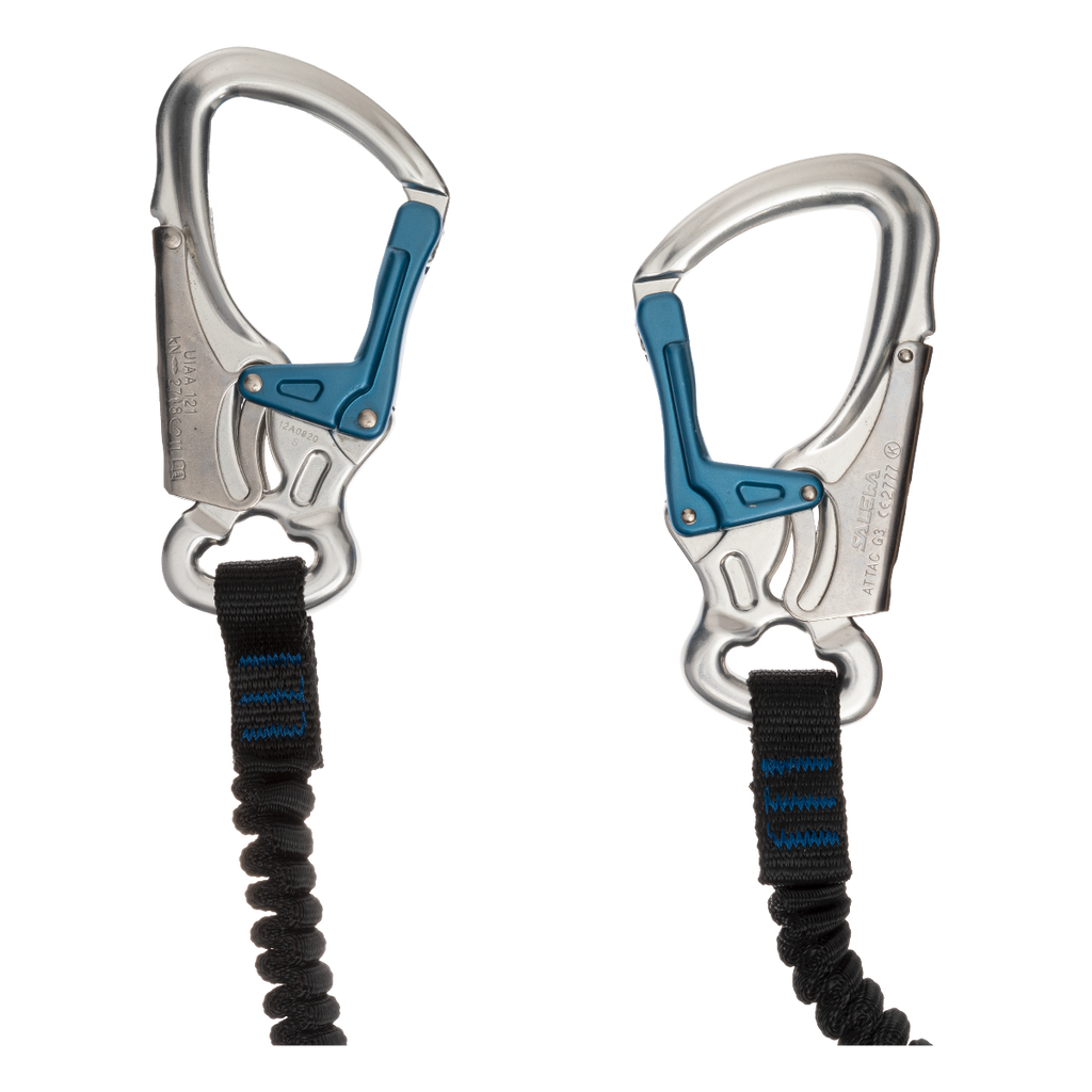 SALEWA Premium Lanyard Attac-Black-Blue, Compact Via Ferrata with Durable Carabiners, Unisex