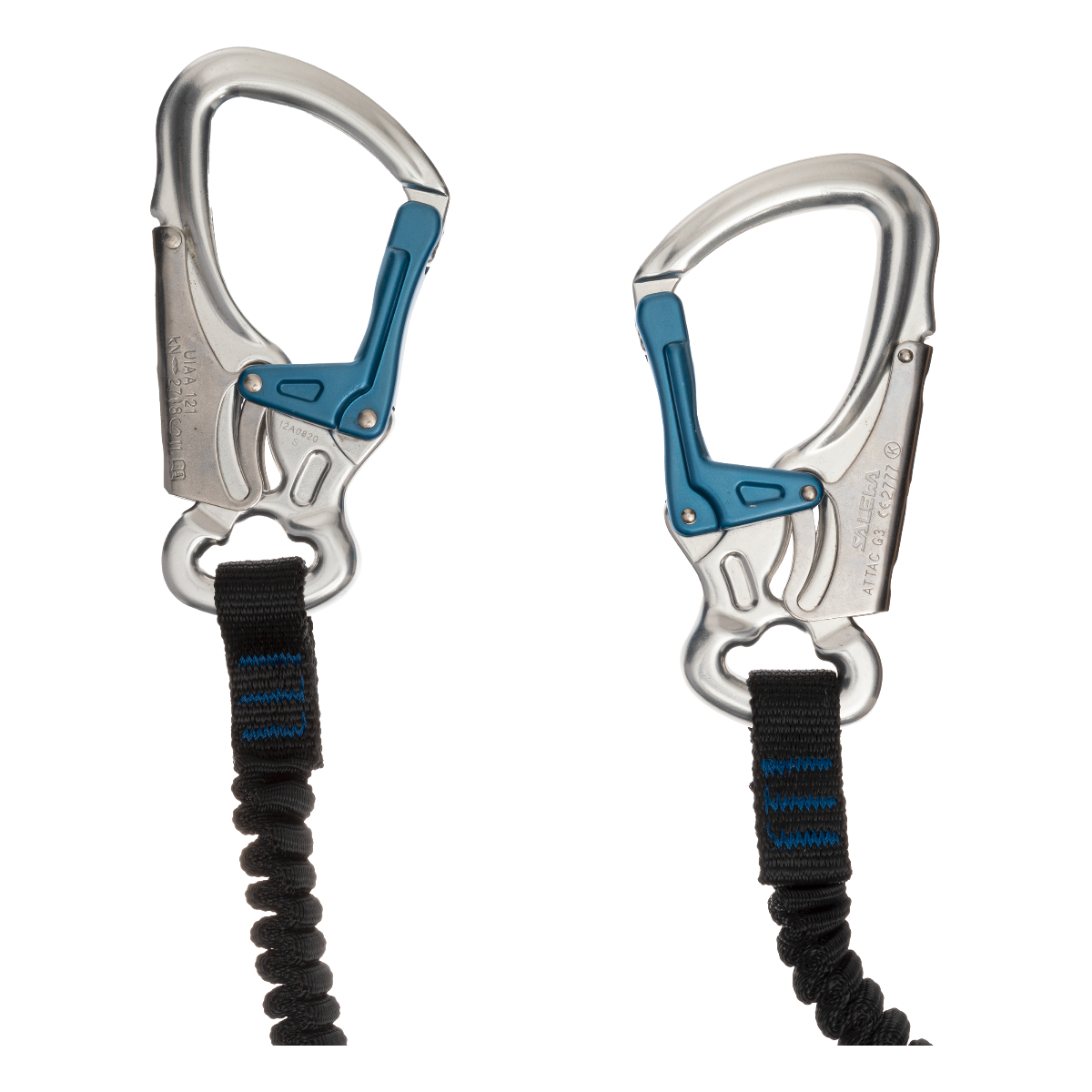 SALEWA Premium Lanyard Attac-Black-Blue, Compact Via Ferrata with Durable Carabiners, Unisex