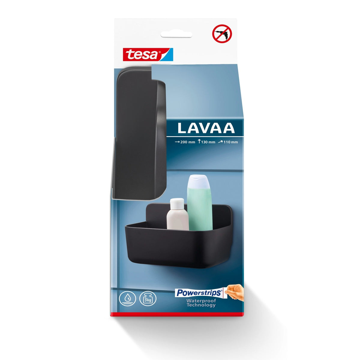 tesa 40515-00000-00 LAVAA Shower Basket Adhesive - Black (Matt)
