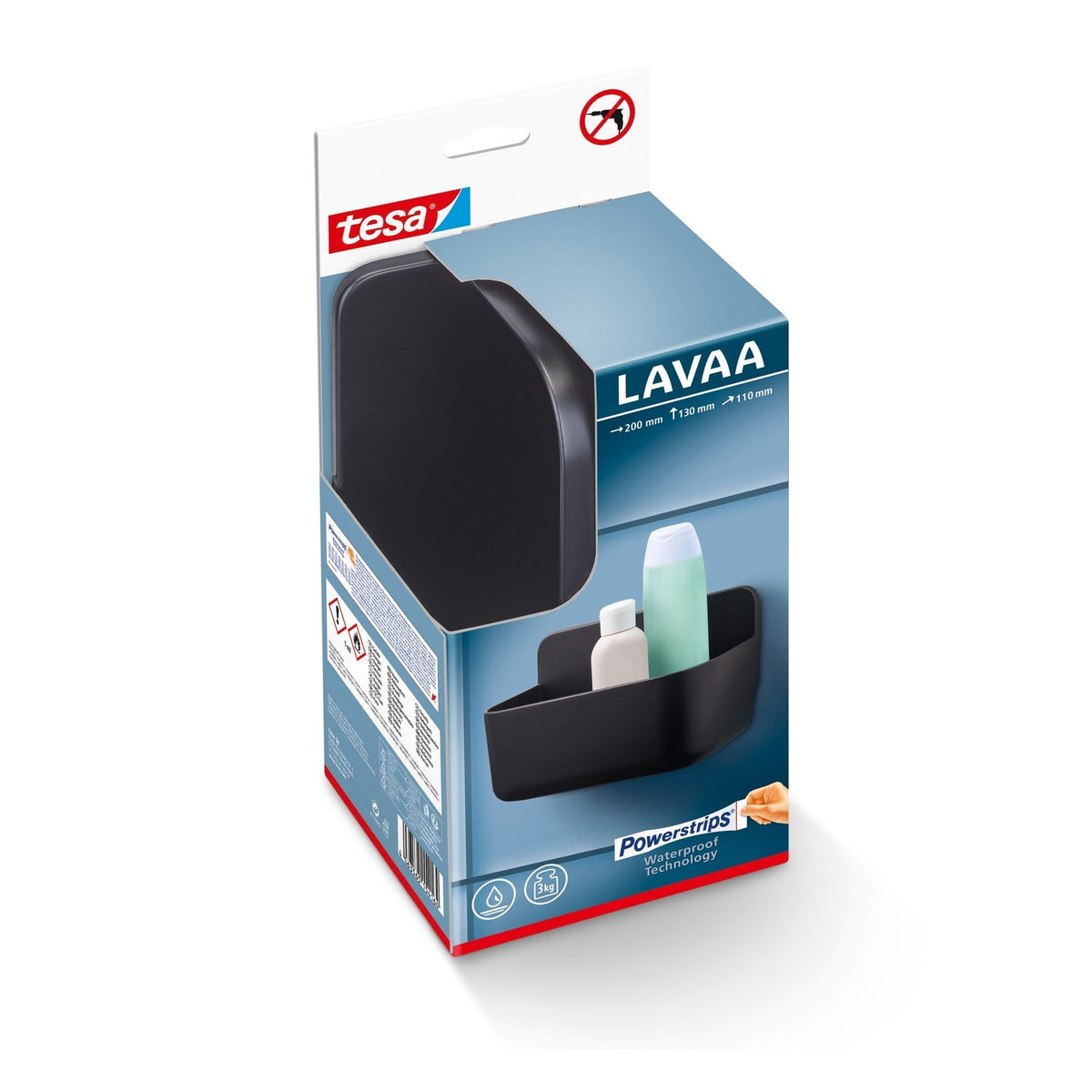 tesa 40515-00000-00 LAVAA Shower Basket Adhesive - Black (Matt)