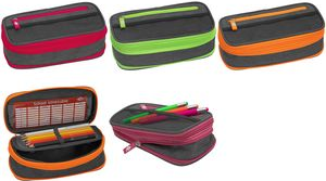 WEDO NEON Stretch Pencil Case with Inner Flap Neon Green Grey 24244011