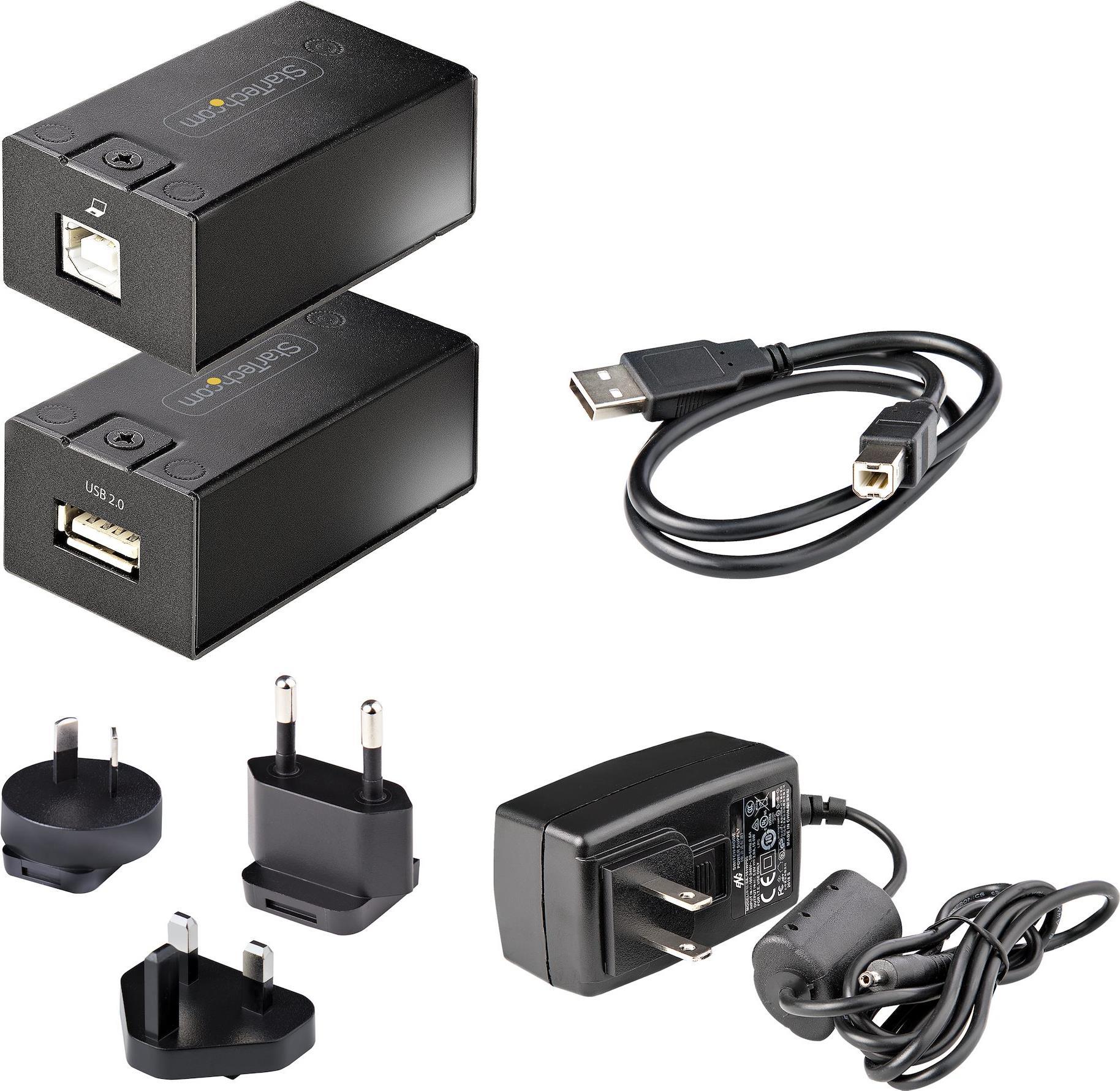StarTech.com C15012-USB-EXTENDER - USB 2.0 to RJ45 Adapter - Black - Plug & Play - AC Adapter Included
