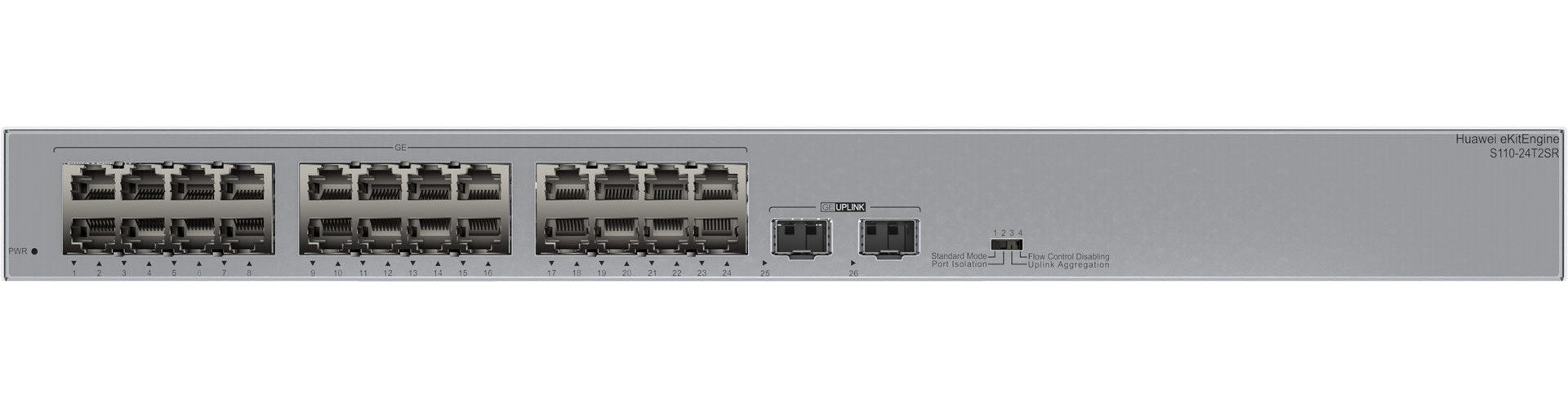 HUAWEI Switch S110-24T2SR 24x10/100/1000BASE-T ports 2xGE SFP ports AC power eKit DE (P) (98012196) afbeelding 1