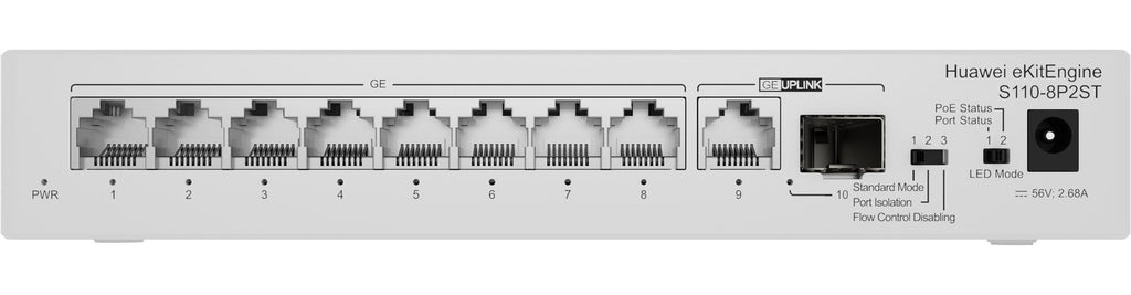 Huawei CloudEngine S110-8P2ST Power over Ethernet (PoE) Grey afbeelding 5