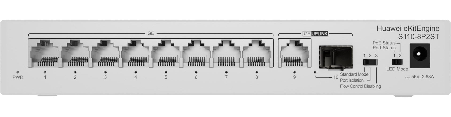 Huawei CloudEngine S110-8P2ST Power over Ethernet (PoE) Grey afbeelding 6