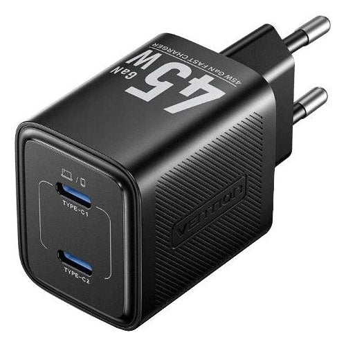 Ładowarka Vention 45W GaN PD 2x USB-C czarna afbeelding 1