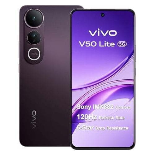 Vivo V50 Lite 5G 8GB 256GB, 120Hz 6.77" AMOLED, 50 MP ,5200 mAh Akku, Dual-SIM, IP69, Android 15, Schwarz (5669310) afbeelding 1