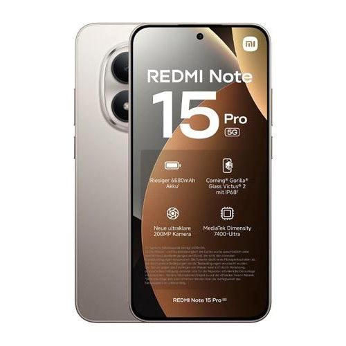 Xiaomi Smartphone Redmi Note 15 Pro 5G 256GB, 8GB RAM, 6,83" AMOLED, 200MP, Titan (MZB0LZLEU) afbeelding 1