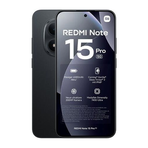 Xiaomi Redmi Note 15 Pro 5G  256GB  8GB RAM  200MP Kamera  6.83" AMOLED  Schwarz afbeelding 1