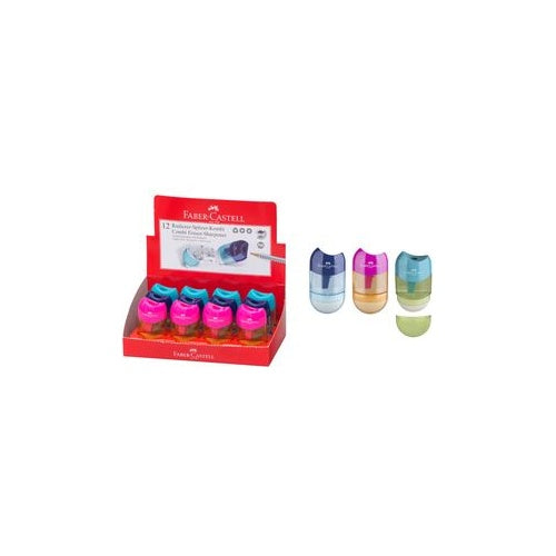 FABER-CASTELL Radierer-Spitzer-Kombi Mini, im Display Einfachspitzdose für Blei- und Farbstifte, geeignet für alle - 12 Stück (183604) afbeelding 1