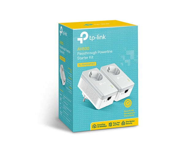 TP-LINK TL-PA4010PKIT AV600+ Powerline Kit with AC Pass Through - Bridge - HomePlug AV (HPAV) - an Wandsteckdose anschließbar (Packung von 2) (TL-PA4010PKIT) afbeelding 1