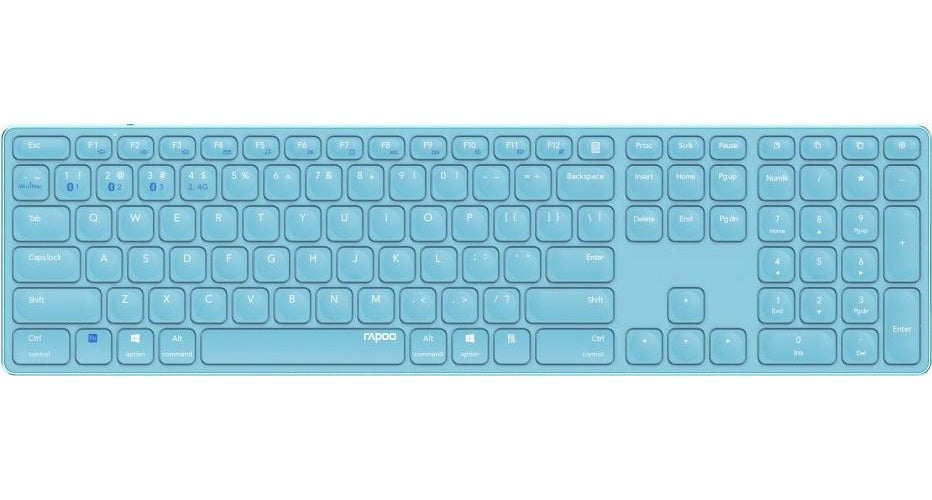 Rapoo E9800M Tastatur RF Wireless + Bluetooth QWERTZ Deutsch Blau (00220286) afbeelding 1