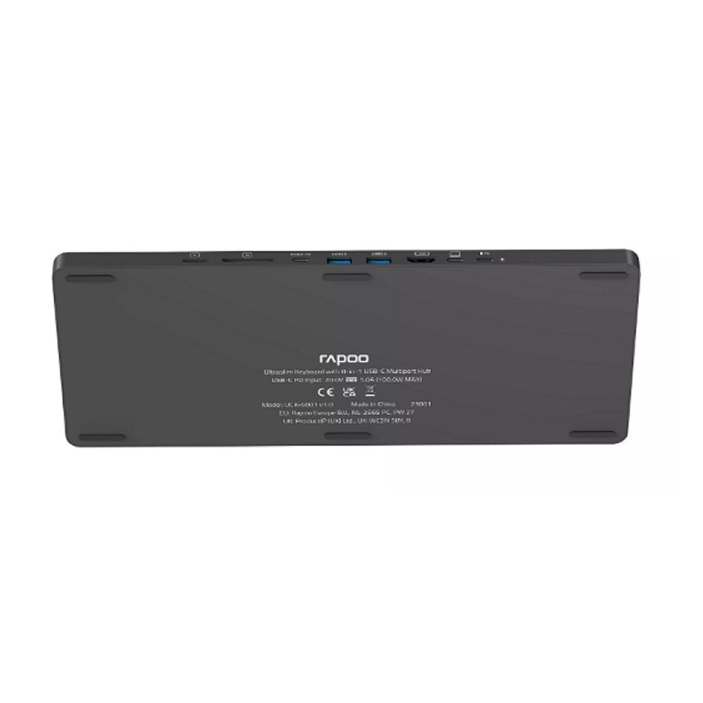 Rapoo UCK-6001 Ultraslim Keyboard 8-in-1 USB-C Multiport Hub - Black